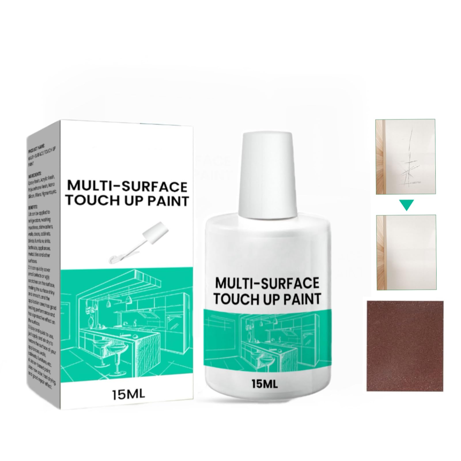 White Touch Up Paint, Appliance & Porcelain Touch Up Repair Kit, Multi Surface Paint for Walls, Door, Cabinets, Wood, Furniture, Interior & Exterior
