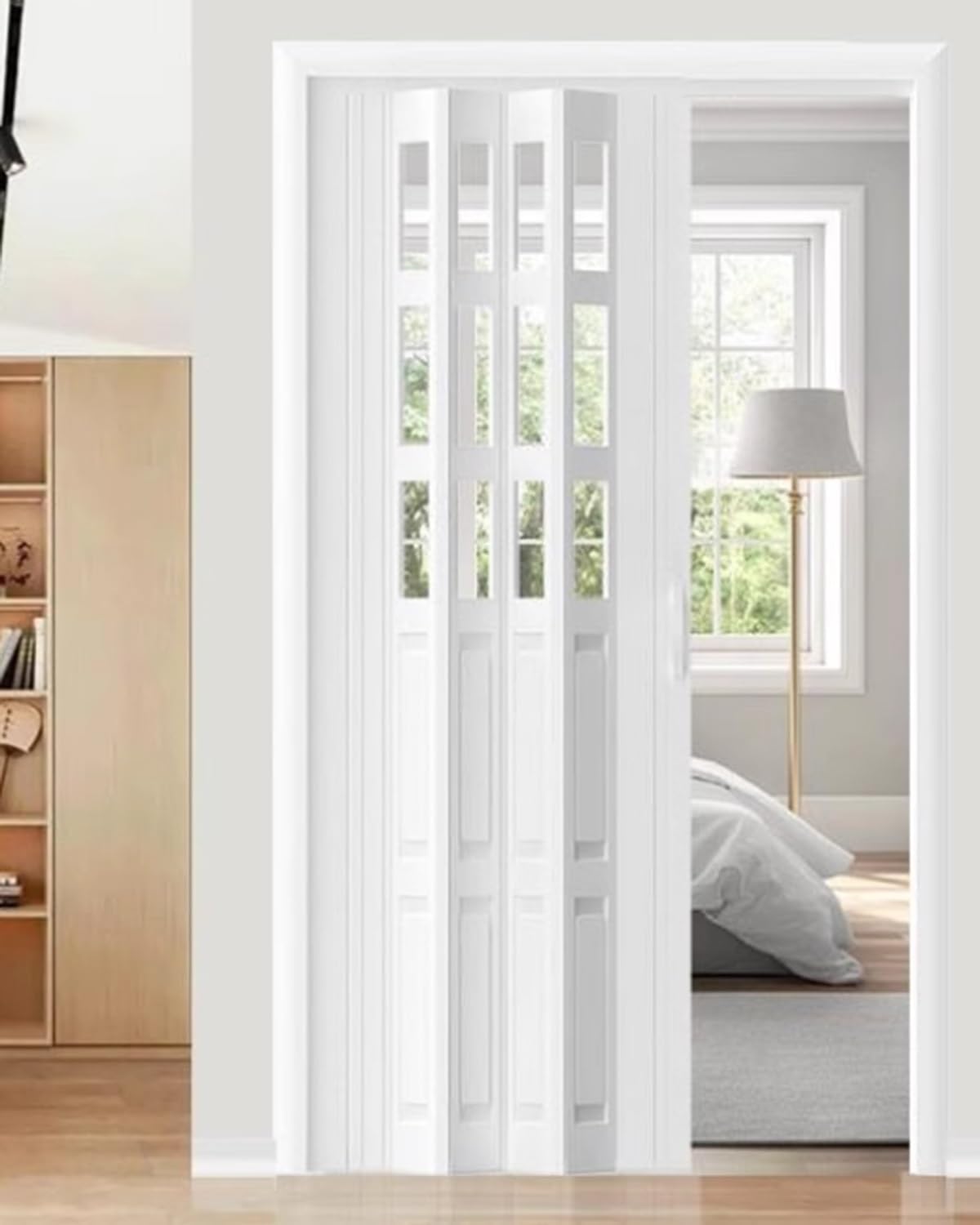 forestalk Puerta Concertina Puerta Plegable Interna De PVC Y Acrílico - Tamaño Personalizado, Puerta De Acordeón para Armario/Cocina, Puerta Corredera De Pasillo con Manija(Size:37x80in(94x203.2cm))