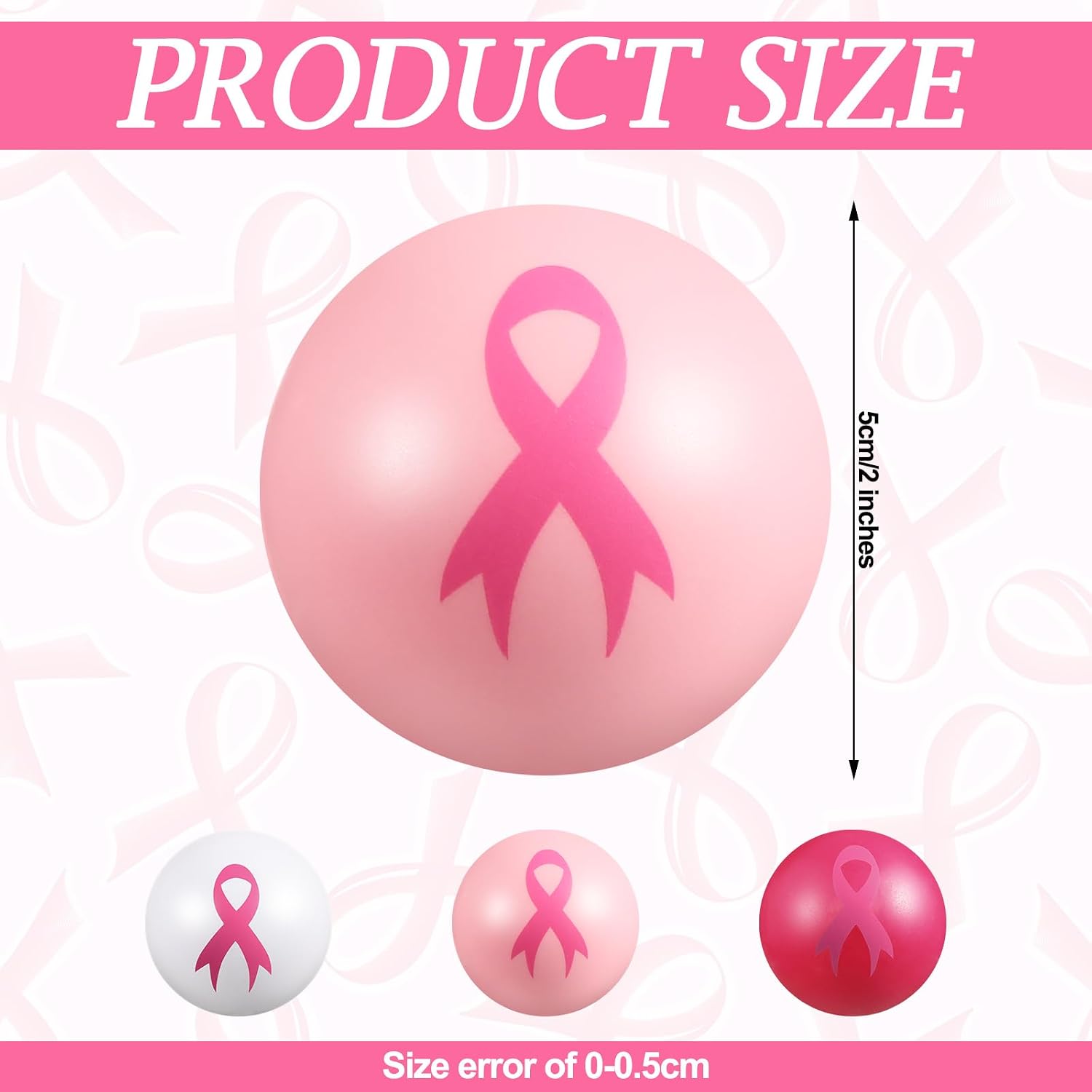 Syhood 30 Pcs Breast Cancer Awareness Stress Balls Bulk Pink Ribbon Stress Balls Pink Ribbon Theme Color Foam Ball for Pink Ribbon Party Breast Cancer Gift Party Favors
