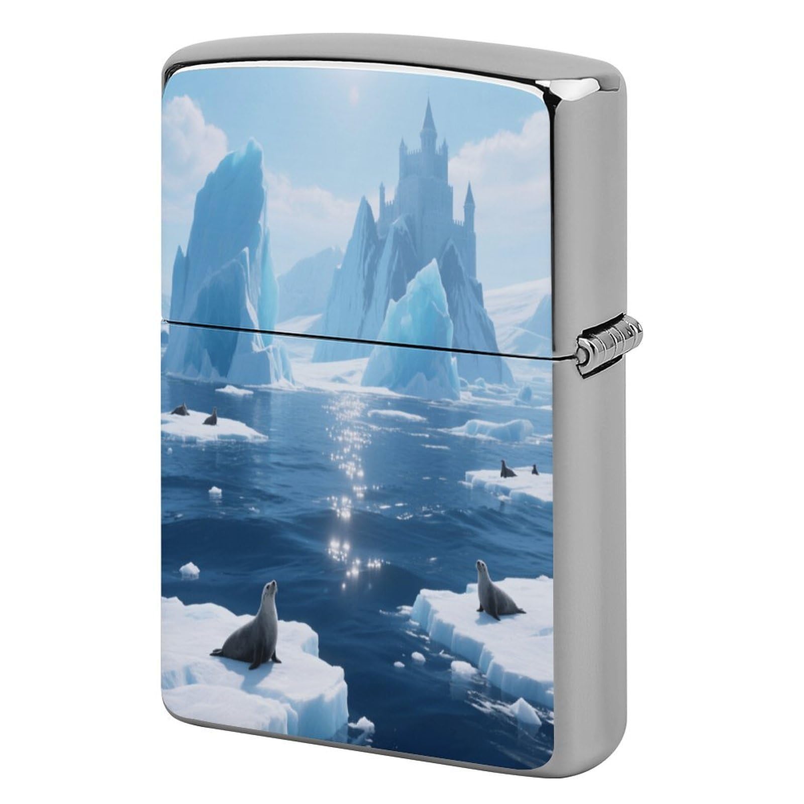 Fekiloot Style Iceberg Ocean Lighter Case Cover Metal Lighter Case