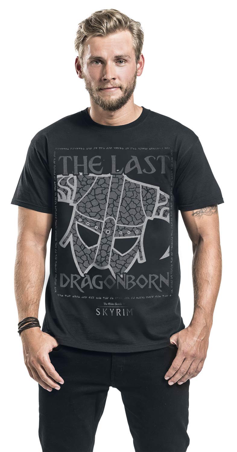 The Elder Scrolls V Skyrim The Last Dragonborn Hombre Camiseta Negro XL Algodón