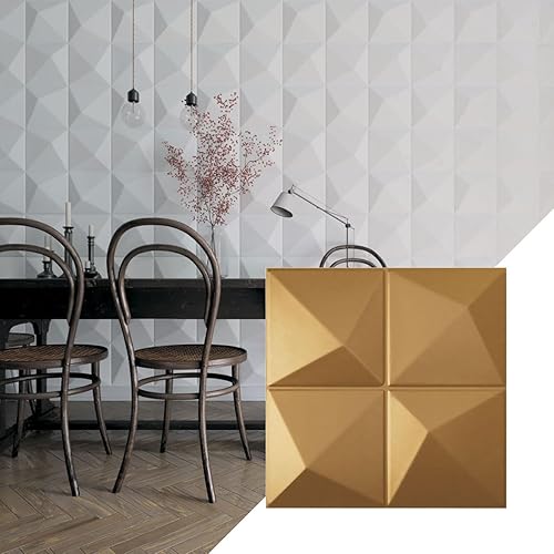 Ekena Millwork 19 58 pulgadas de ancho x 19 58 pulgadas de alto Ellis EnduraWall Panel decorativo de pared 3D, dorado (cubre 2.67 pies cuadrados).