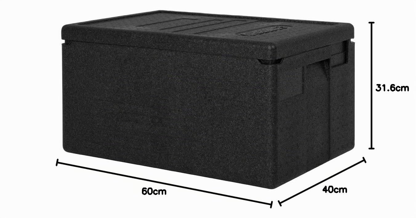 Cambro DW576 Económico aislado superior bandeja de alimentos portador, negro, capacidad de 46 L, altura de 316 mm, ancho de 400 mm, longitud de 600 mm