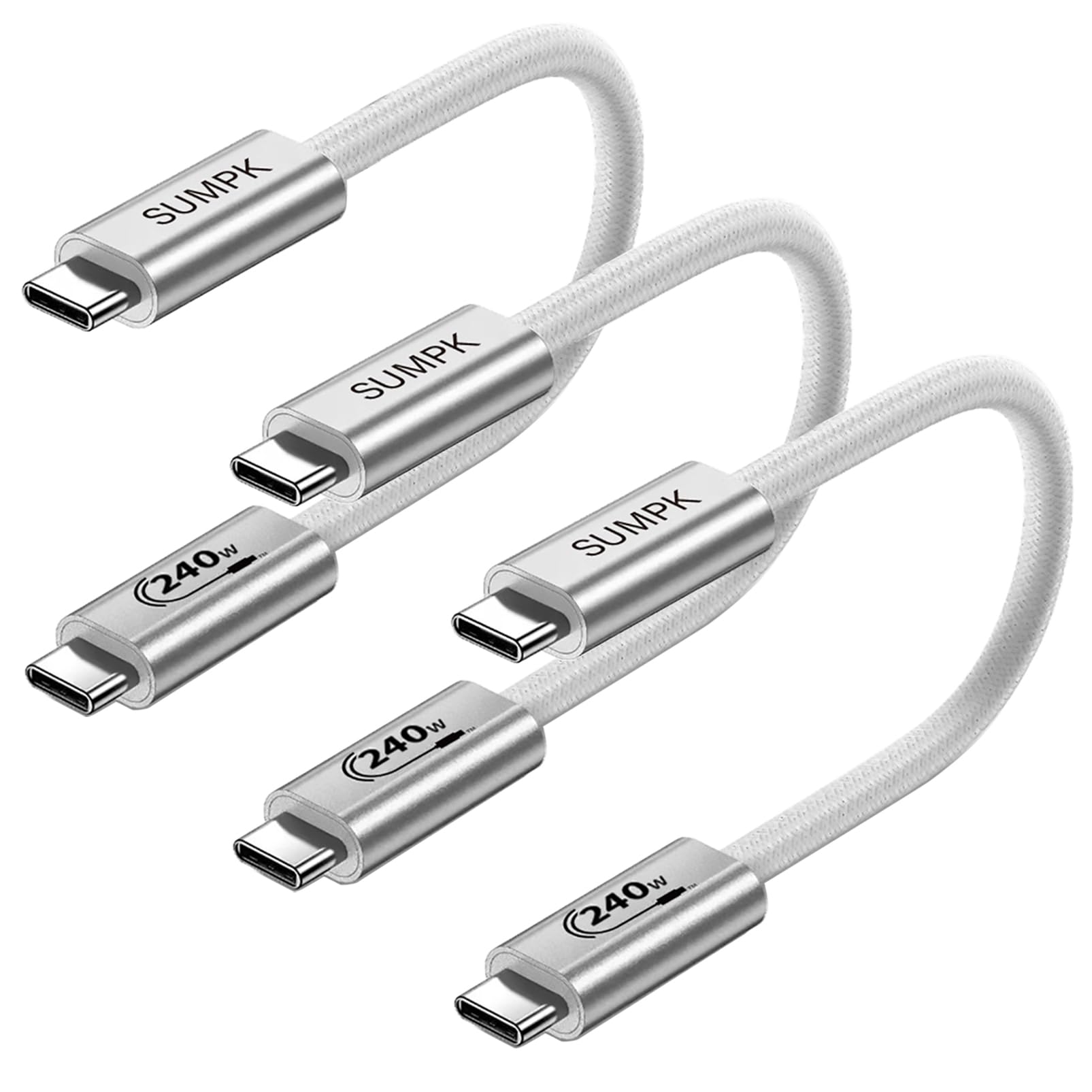 240 W USB CからUSB Cケーブル30 cm、SUMPK短USBCケーブル急速充電線 はiPhone 15/15 Pro Maxと互換性があり、サムスンGalaxy S 23 S 22 S 21 S 20 Note 20、画素