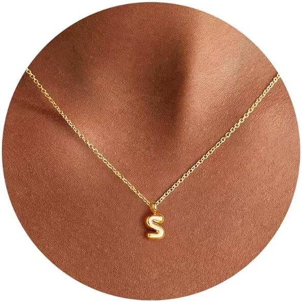 M MOOHAM Valentines Gifts for Kids Her - Cute 14K Gold-Plated Initial Necklaces for Women Kids Jewelry Letter Necklace for Women Girls Birthday Gifts for Teen Girls