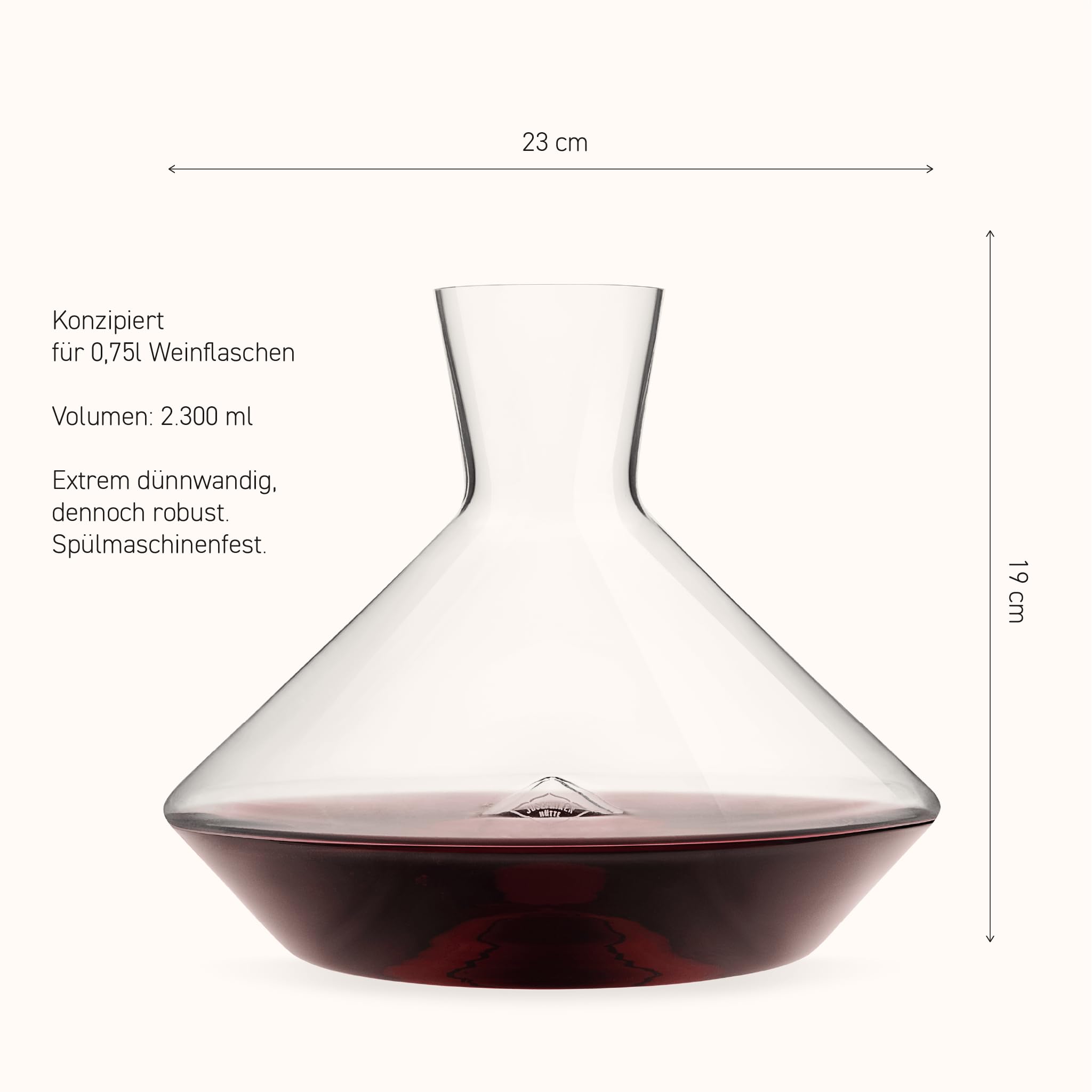 Josephinenhütte® JOSEPHINE Decanter Brilliant [FUNKTIONAL & ELEGANT] - handgefertigt & mundgeblasen - für 0,75l Weinflaschen - perfektionierte Form für optimale Belüftung