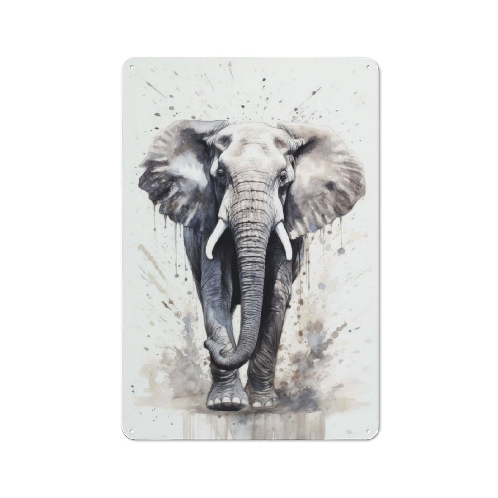 Junmoney Elephant Splashes Tin Wall Plaque 30X20cm With For Bar Or Restaurant, Autumn Wall Decor For Hospitality Decor Collectors