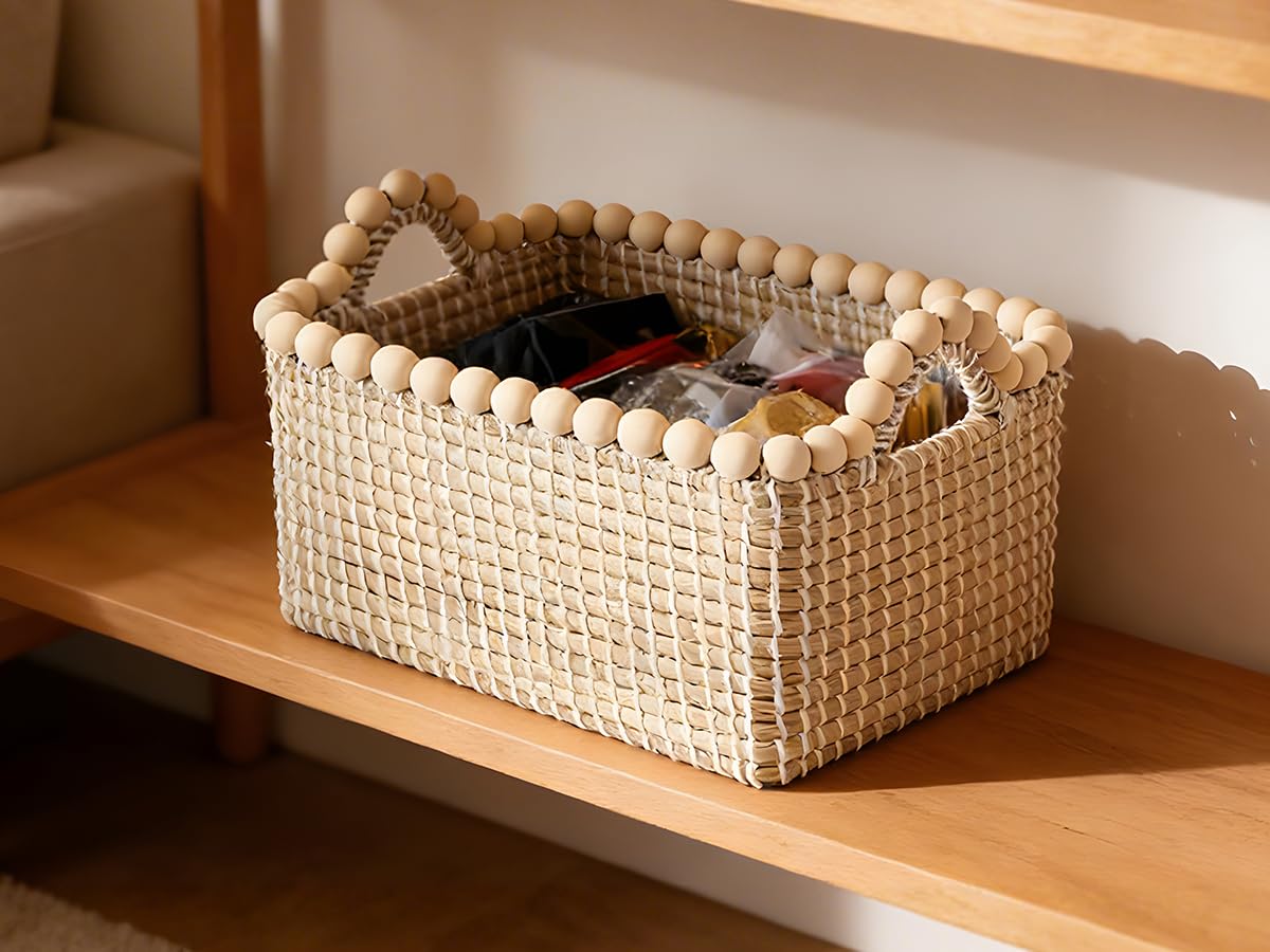 3er Set Aufbewahrungskorb Seegraskorb, Wäschekorb mit Griffen, 14.7L/10L/6.5L, Deko Korb für Wohnzimmer, Küche, Kinderzimmer, Badezimmer für Bettwaren, Kosmetik, Küchenutensilien