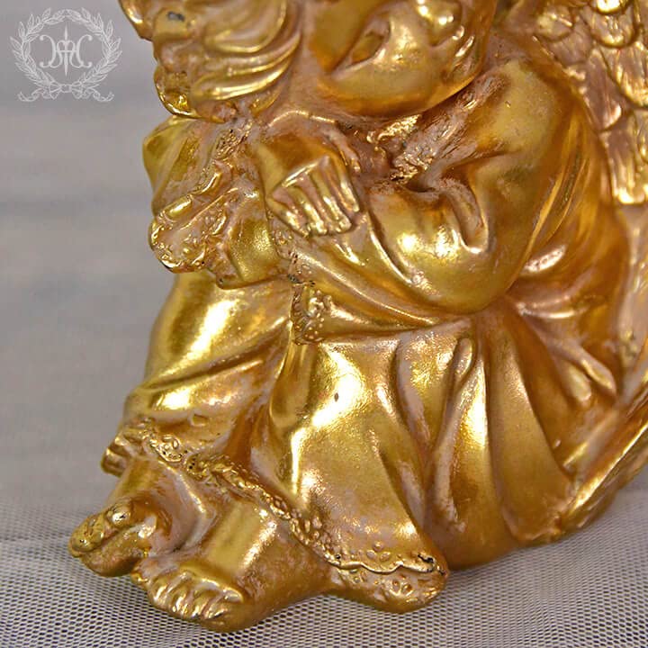 Amazon.co.jp: ナッピングゴールドエンジェルオブジェ/左向き 天使雑貨