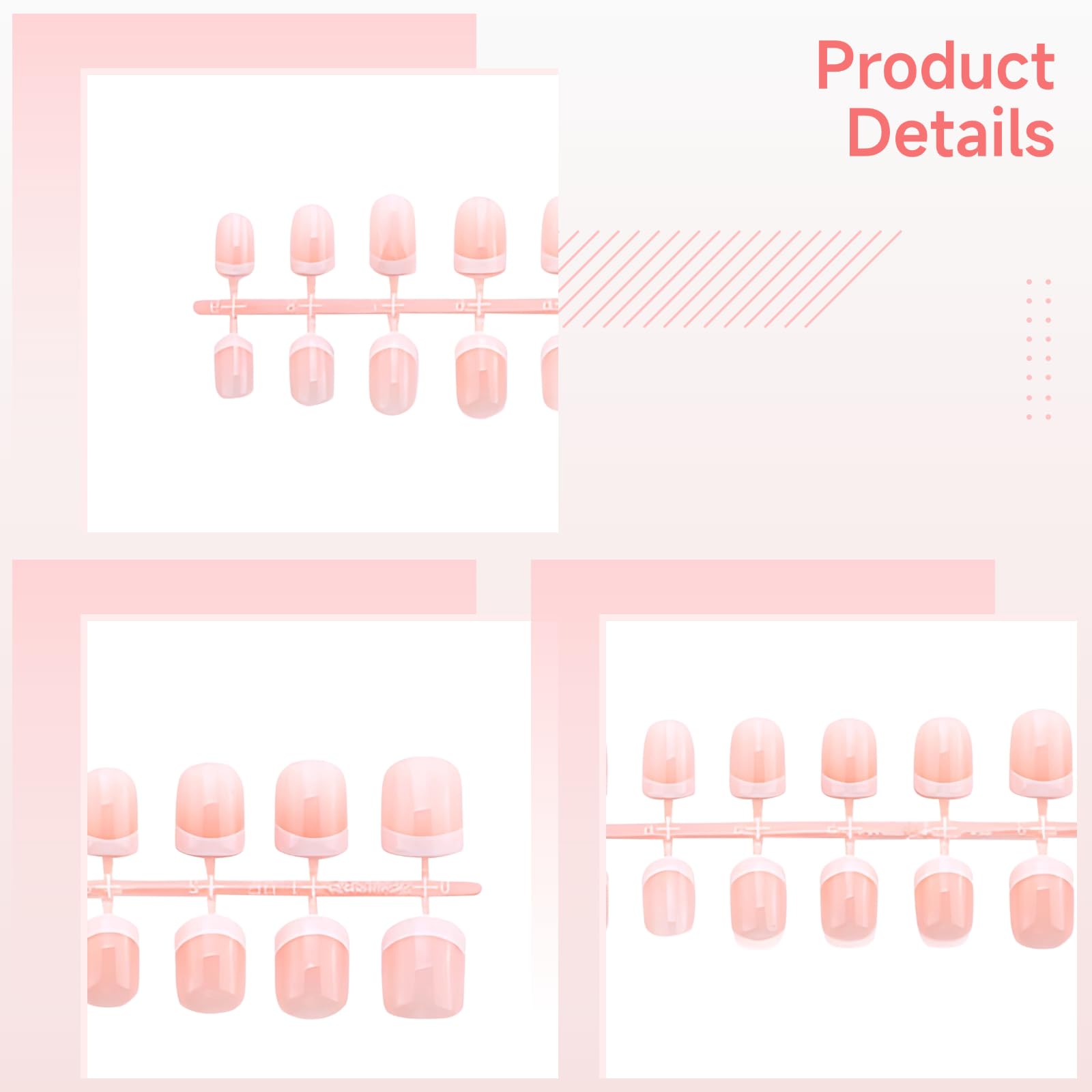 24 Stk. Press-On-Nägel French Tip, kurze eckige Kunstnägel in Nude, einfach zu tragen, DIY-Nail-Tips für Damen, schnell anzubringen, passend für Alltag und besondere Anlässe
