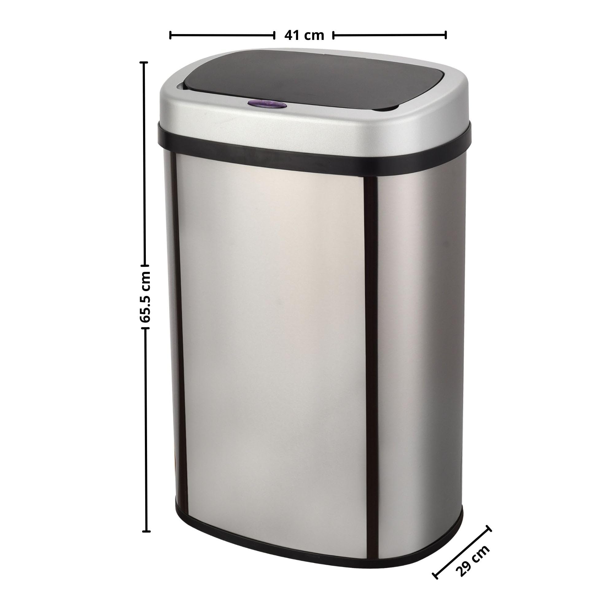 KITCHEN MOVE Poubelle de cuisine automatique 58L MAJESTIC SILVER grande capacité en INOX brossé avec cerclage