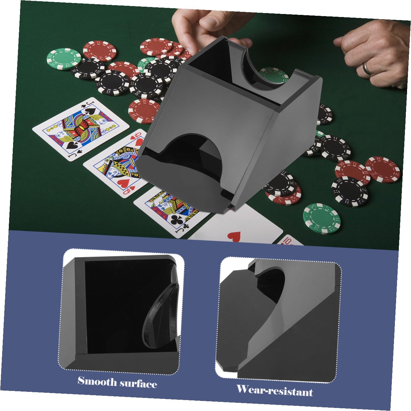 ibasenice Scarpa Distributore di Carte in Acrilico Nero per Giochi da Tavolo e Famiglia, Accessorio Portatile per Mazzi da Gioco Desktop