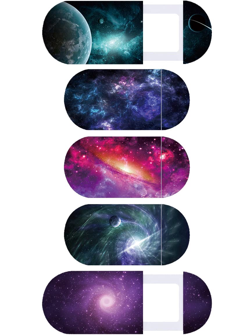 Laptop Camera Cover Slide (5 Pack),Thin Web Camera Cover for Laptop, Desktop, PC, iPad, iMac, Tablet,Protecting Your Privacy Security (Universe)