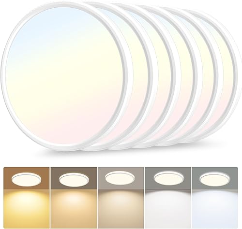 Miniatura 15 de Hunhun Paquete de 2 lámparas LED de techo empotradas de 3200 lm de 28 W 12 pulgadas, 5CCT ajustable, súper delgada, lámpara de techo redonda de 0.87