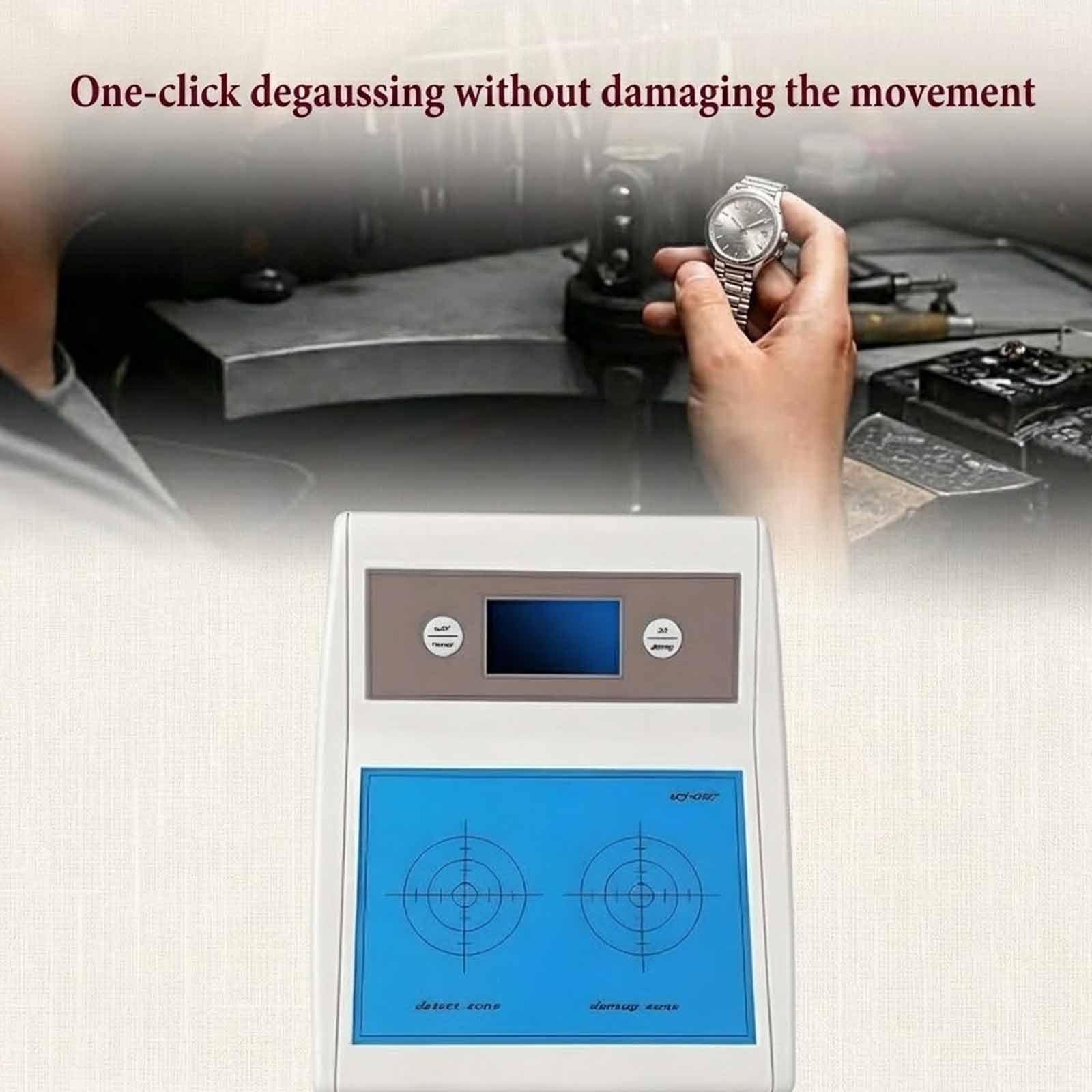 MObyat Smagnetizzatore Elettrico per Orologi, Rilevatore di Magnetismo Professionale con Display LCD, Funzionamento Rapido Tramite Pulsante, Magnetizzazione Rapida in 5 Secondi, per Casa E Studio.