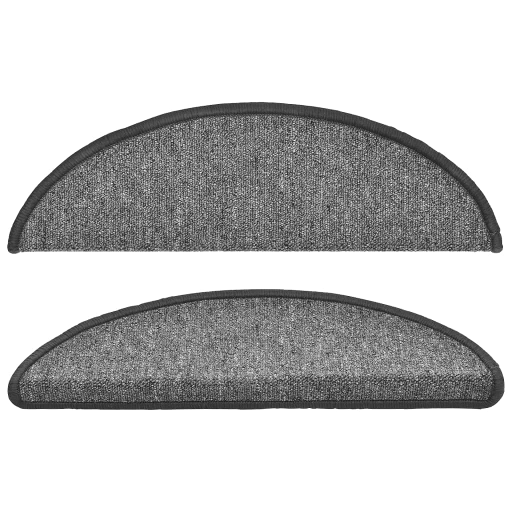 Stufenmatten 10 Stück 56x17x3 cm Dunkelgrau Halbrund Treppenstufen Matten, Teppich Innen für Treppen, rutschfest Stufenmatten Treppenteppich