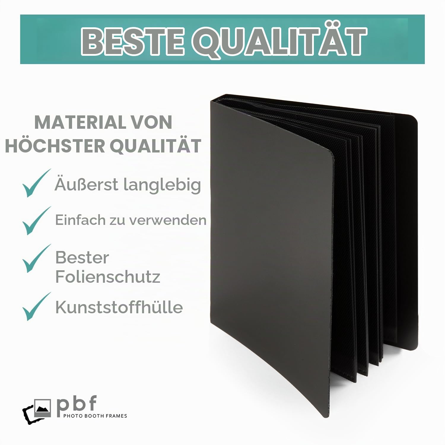 pbf Photo Booth Album | 2x6 Fotoalbum mit Bilderhüllen | 2x6 Streifen Erinnerungsbuch | Fotostreifenalbum | Hochzeitsfotoalbum für Fotoautomaten Bilder | 12 Seiten, für 48 Fotos (Schwarz, 1er-Pack)