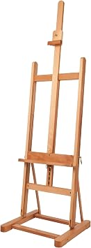 Mabef M10 Studio Easel, Oiled Beech Wood H-Frame Artist Easel with Adjustable Height and Tilt for Oil Acrylic Pastel Painting