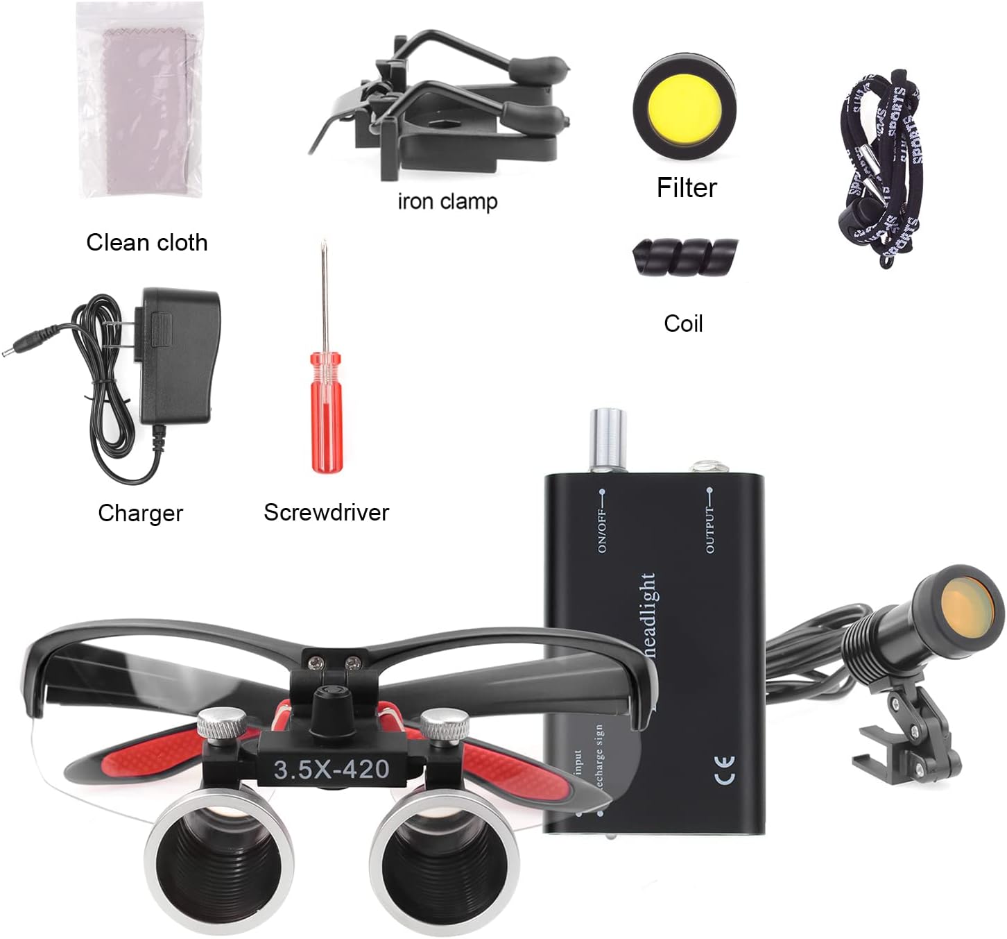 DY-009 LED Headlamp with 3.5X Magnifier 5+ Hours Runtime & Aluminum Box 4 Colors