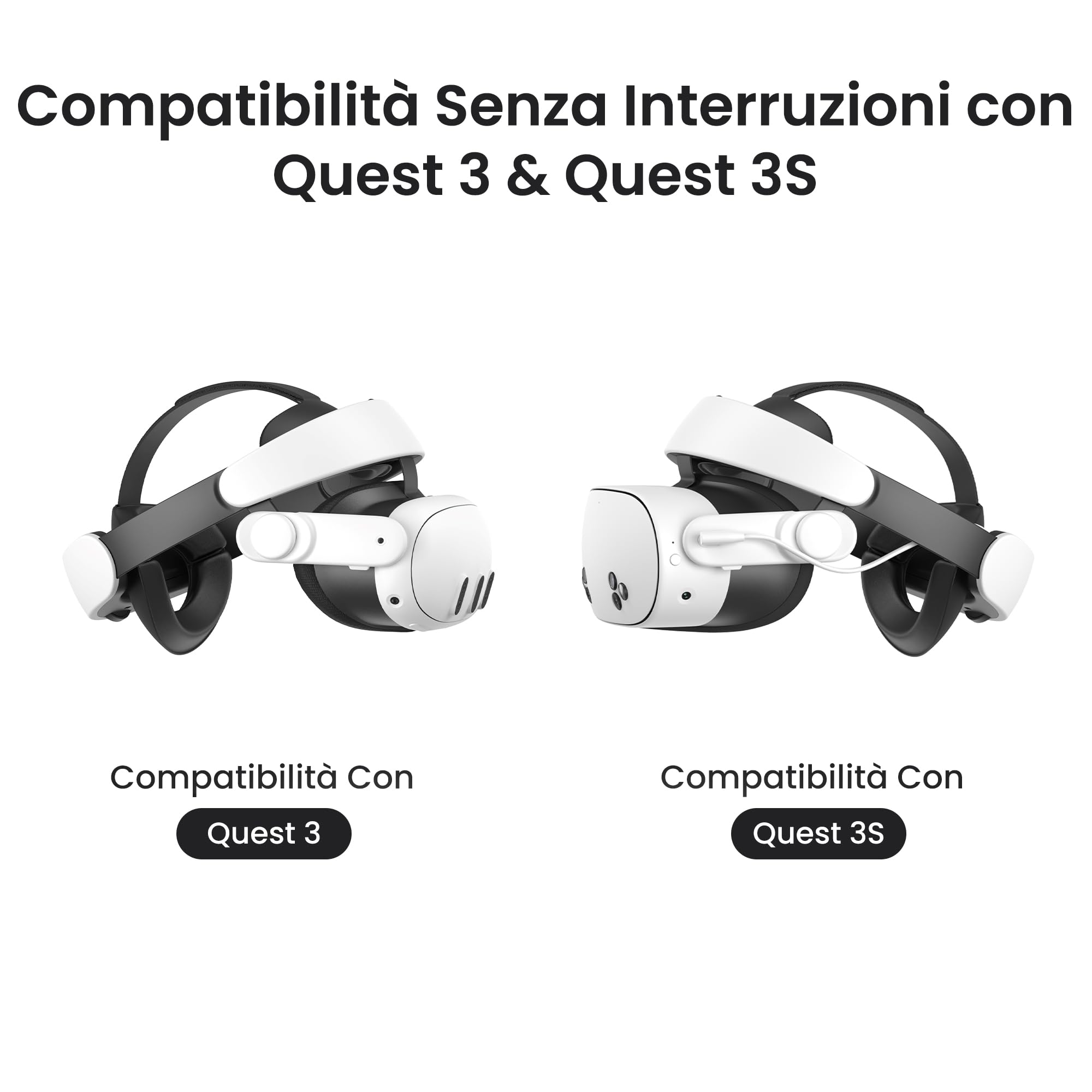 KIWI design H4 Boost Cinturino per la Testa della Batteria Compatibile con Meta Quest 3/3S Confort Cinturino Halo