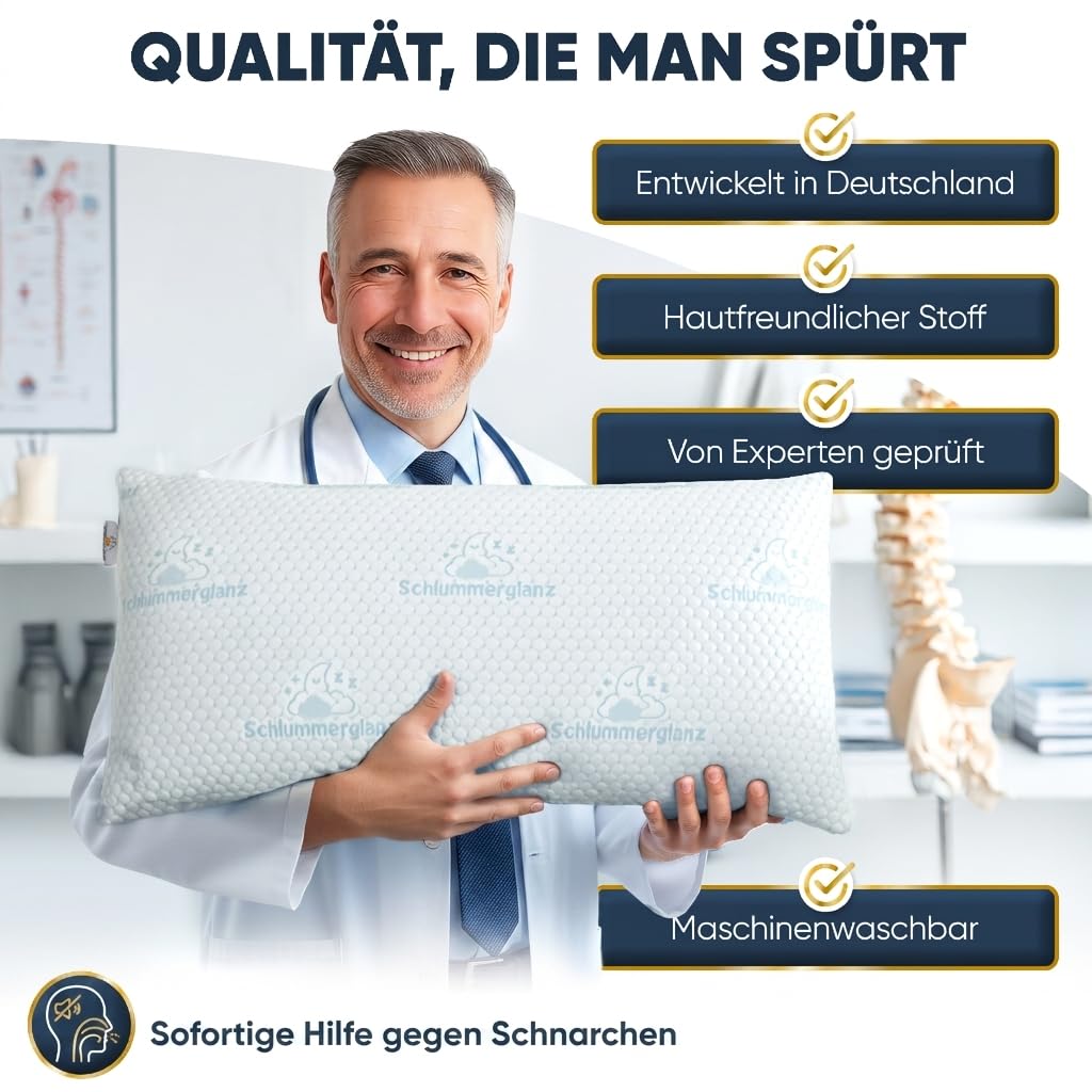 Memory Foam Nackenkissen 40x80 höhenverstellbar Ergonomisches orthopädisches Kopfkissen für Rücken und Seitenschläfer Anti Schnarch