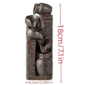 LAMDAWN Unique Cascading Basins Ceramic Waterfall Incense Holder, Paired with a Pack of Backflow Incense Cones. (Metallic)