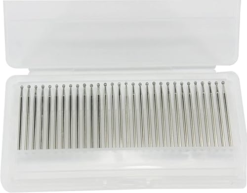 Miniatura 9 de Juego de 30 rebabas de diamante con forma de bola, brocas de diamante montadas en diamante de 332 pulgadas para herramientas rotativas (tamaño 0.039