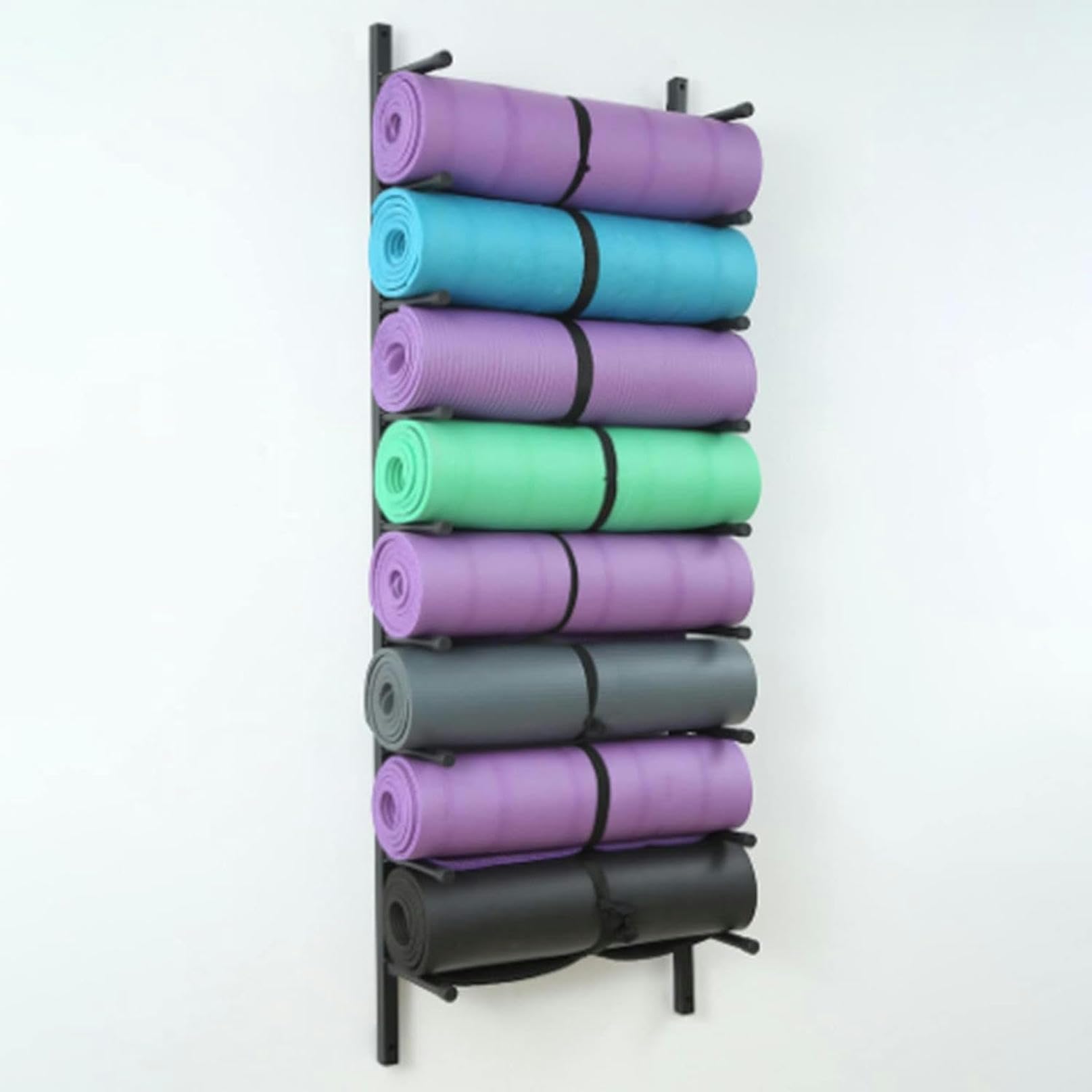 Support mural tapis de yoga 9 niveaux pour ranger et suspendre le matériel de gym encombrant