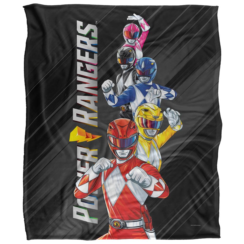 LOGOVISION Power Rangers Ranger Stack Coperta super morbida al tatto setoso – 152 x 127 cm