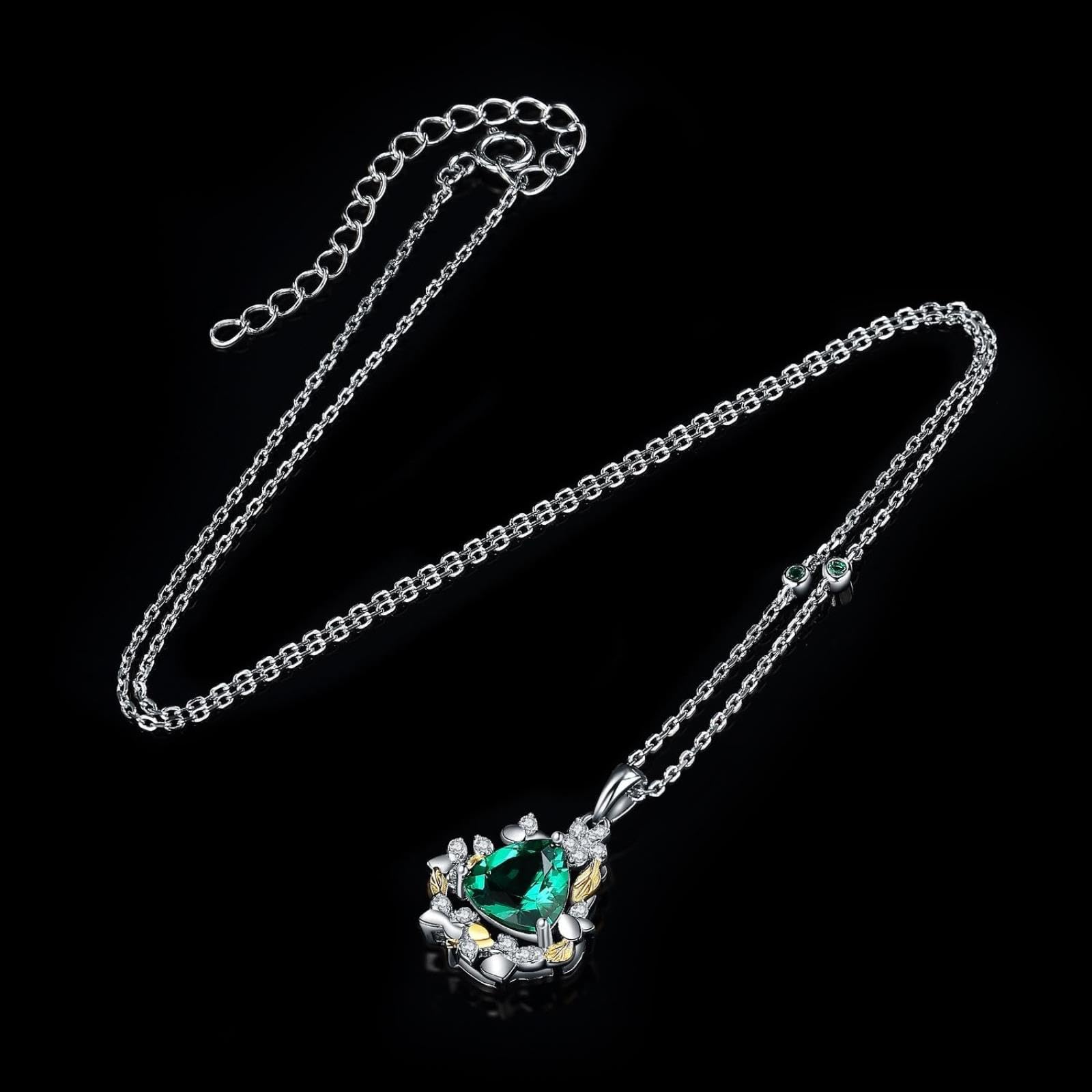 MOCHAMIK Akcesoria nowy chiński budyń ryżowy 1,8 ct Nano rosyjski symulowany szmaragdowy naszyjnik dla kobiety 45 cm