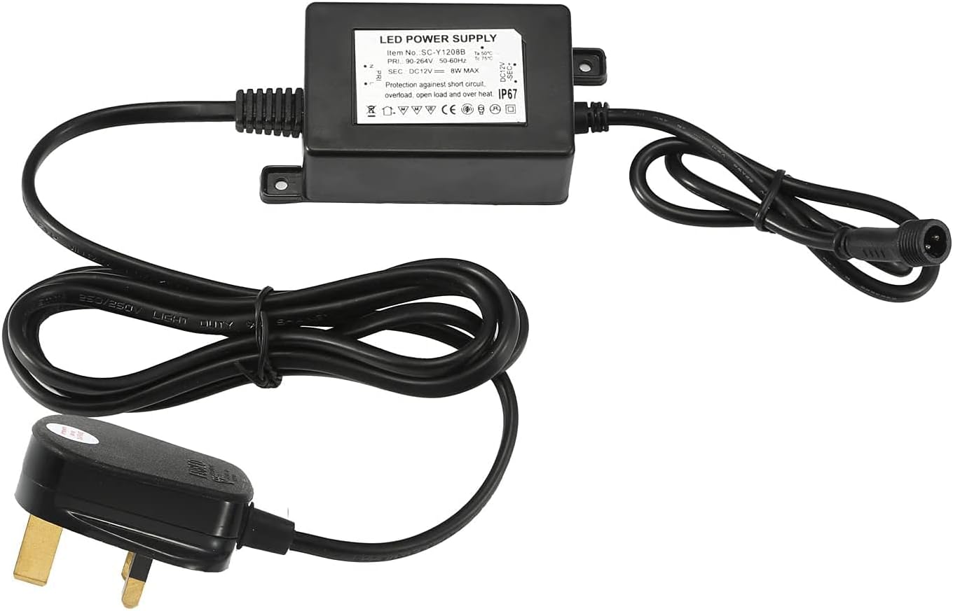 8W Voltage Power Transformer/Adapter DC 12V LED Deck Lights Outdoor Waterproof IP67