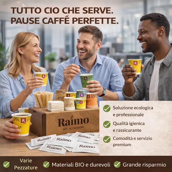 Kit 1800 Accessori Caffè Completo - 600 Bicchierini Carta Biodegradabili 75 ml + 600 Palettine in Legno Monouso + 600 Bustine di Zucchero Extra Fine, Set Pausa Caffè per Casa, Ufficio ed Eventi - 3