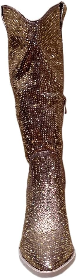 ABSOLEX Women Western Cowgirl Cowboy Pointed Toe Rhinestone Knee High Boots - 第 60/64 張圖片