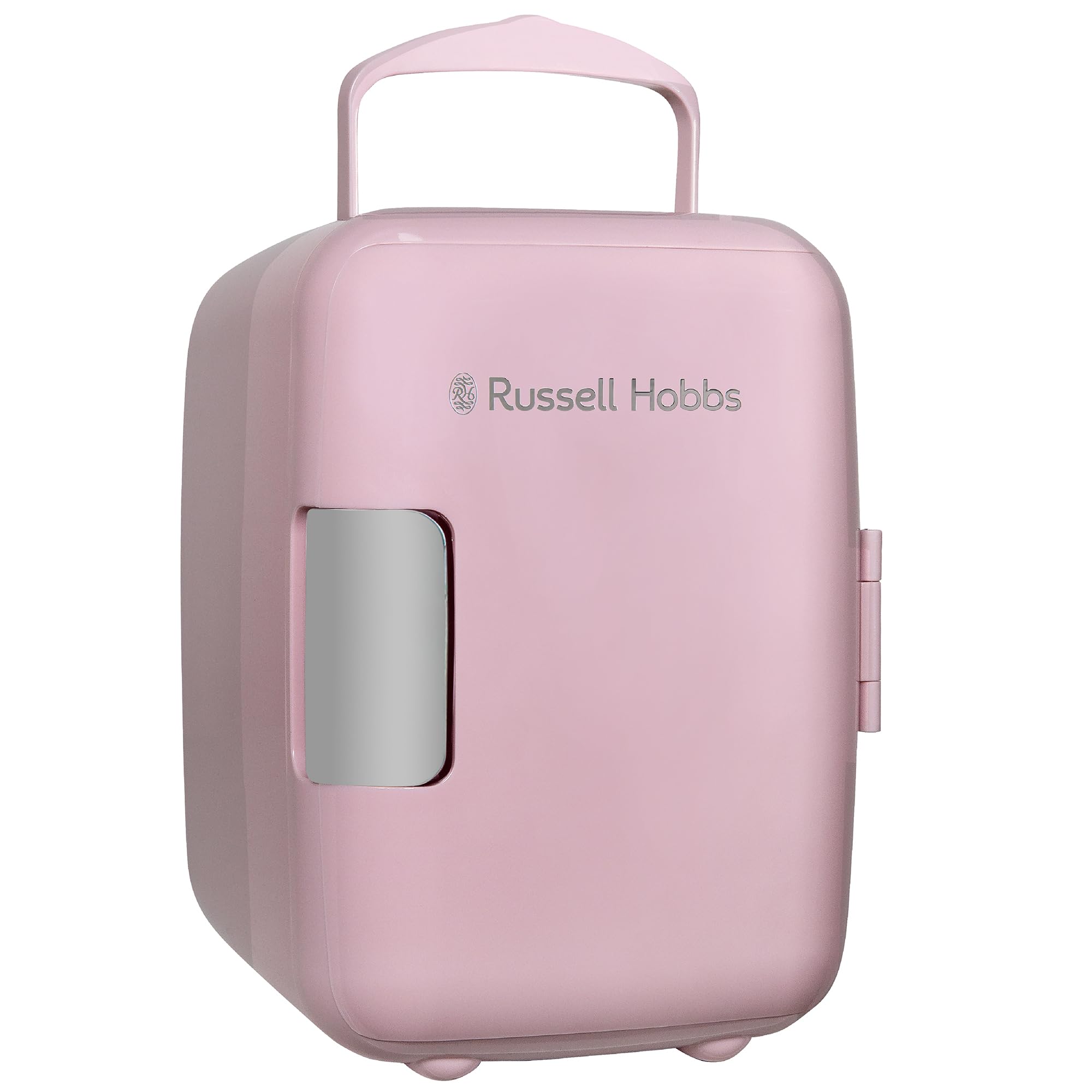Russell Hobbs4L/6 Can Portable Mini Cooler & Warmer for Drinks, Cosmetics/Makeup/Skincare, AC/DC Power, Retro Style, Pink, For Bedroom, Home, Caravan, Car RH4CLR1001P