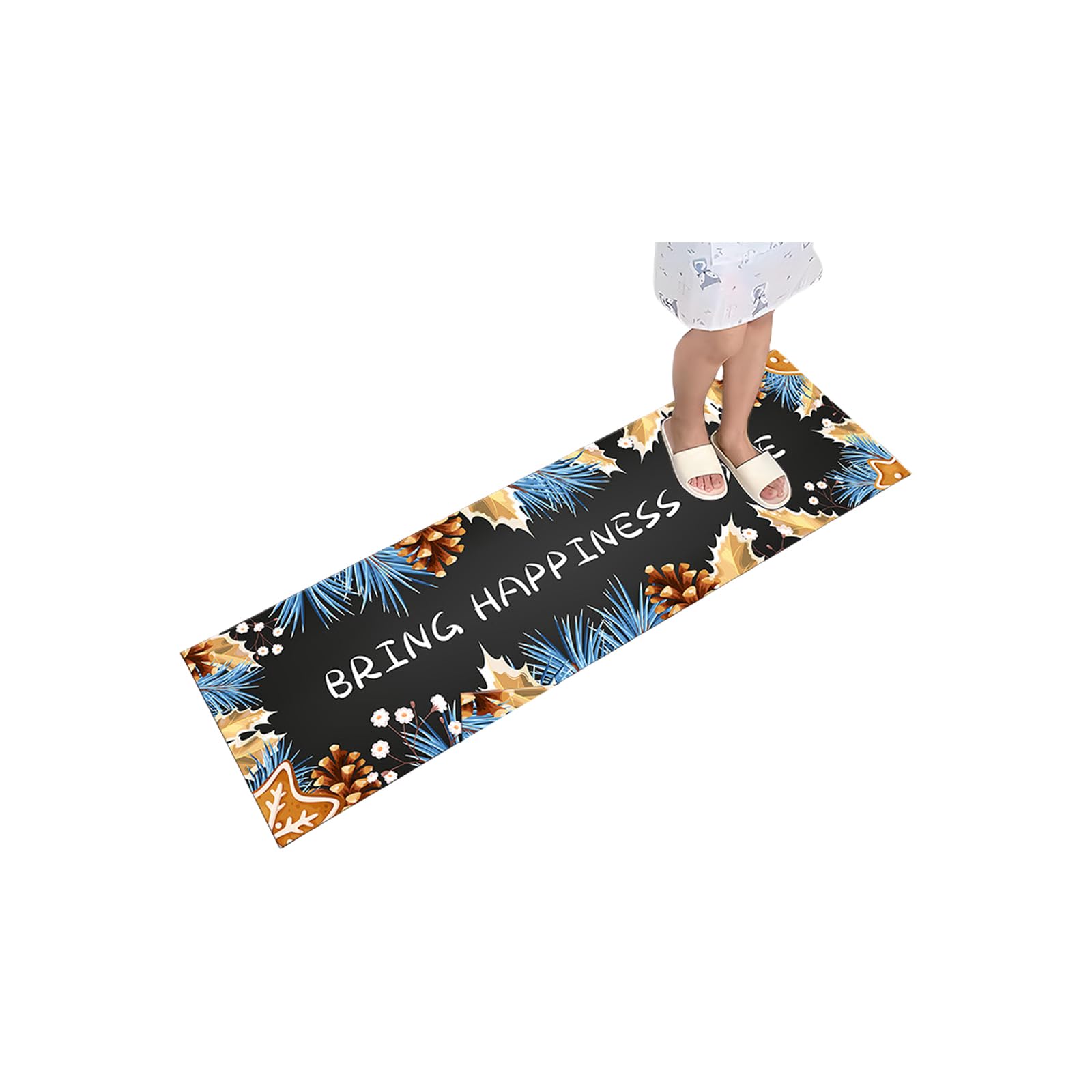 Carotoe D Kitchen Rug Oil Proof Polyester Fiber Mat Slip Resistant For Comfortable Standing An Easy Cleaning Oil Resistant Mat