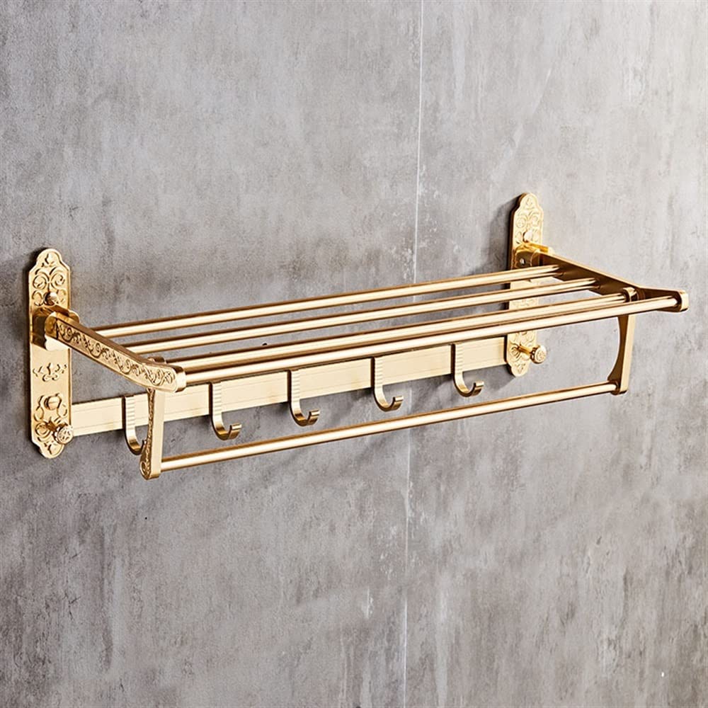 GLETSF Towel Rail Towel Racks,Bathroom Towel Rack Wall Mounted Towel Holder,Fold Bath Towel Rack,Active Bathroom Holder,Antique Double Towel Shelf Towel Rack/B/A -D-a
