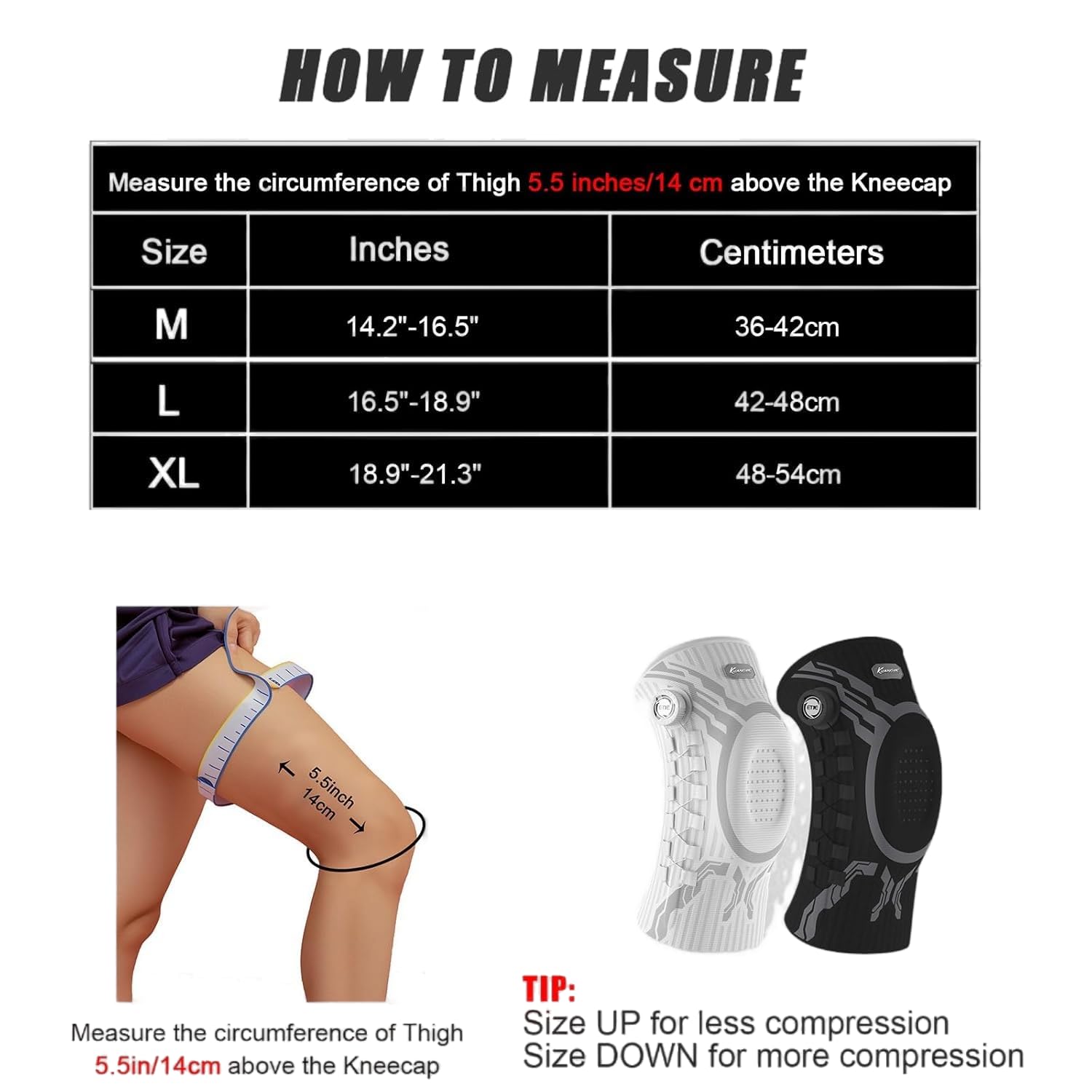 MEIION LUMORA KnieStark Kompressions-Kniebandage mit Patella-Gel-Pad & Seitenstabilisatoren, Kniefußstütze zur Schmerzlinderung, Knieorthese für Sport, Gelenkschutz
