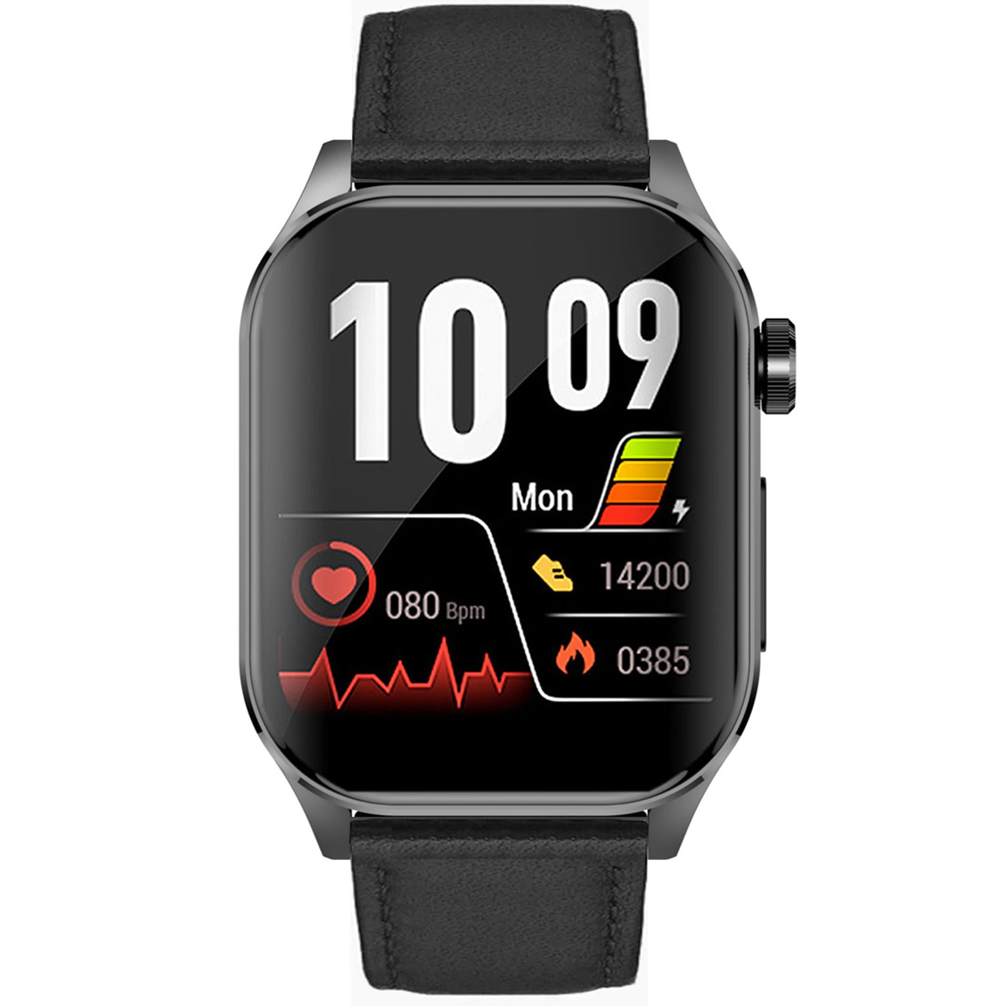 Knauermann Pro 3 (2024) Noir - Montre sanitaire Smartwatch avec Fonction téléphonique - Capteurs OSRAM - Fonction ECG + HRV - BT Bluetooth - Apnée du Sommeil - Pression artérielle - Bracelet en