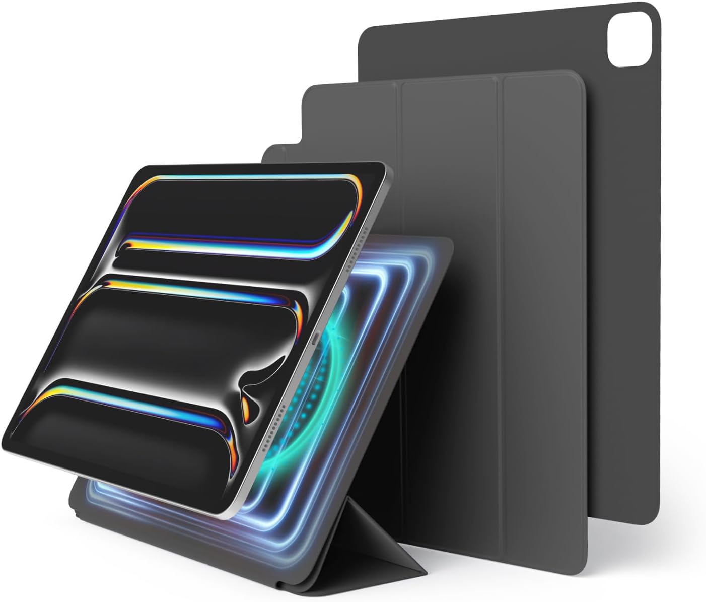 elago Magnetic Folio Case for iPad Pro 13 inch Cover (M5, M4) - Back Plate can be Attached to Metal Materials, Wake/Sleep functionality, Compatible with Apple Pencil 2 [Dark Grey]