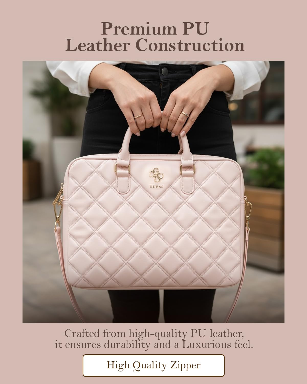 CG MOBILE Guess GUCB15ZPSQSSGP - Bolso acolchado de 16", color rosa, Rosa.