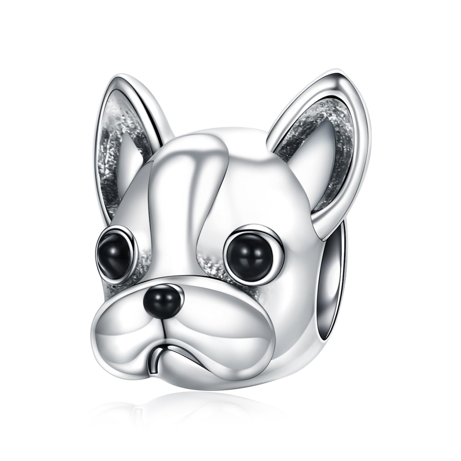 Abalorio de bulldog francés en plata de ley 925 para pulseras Pandora