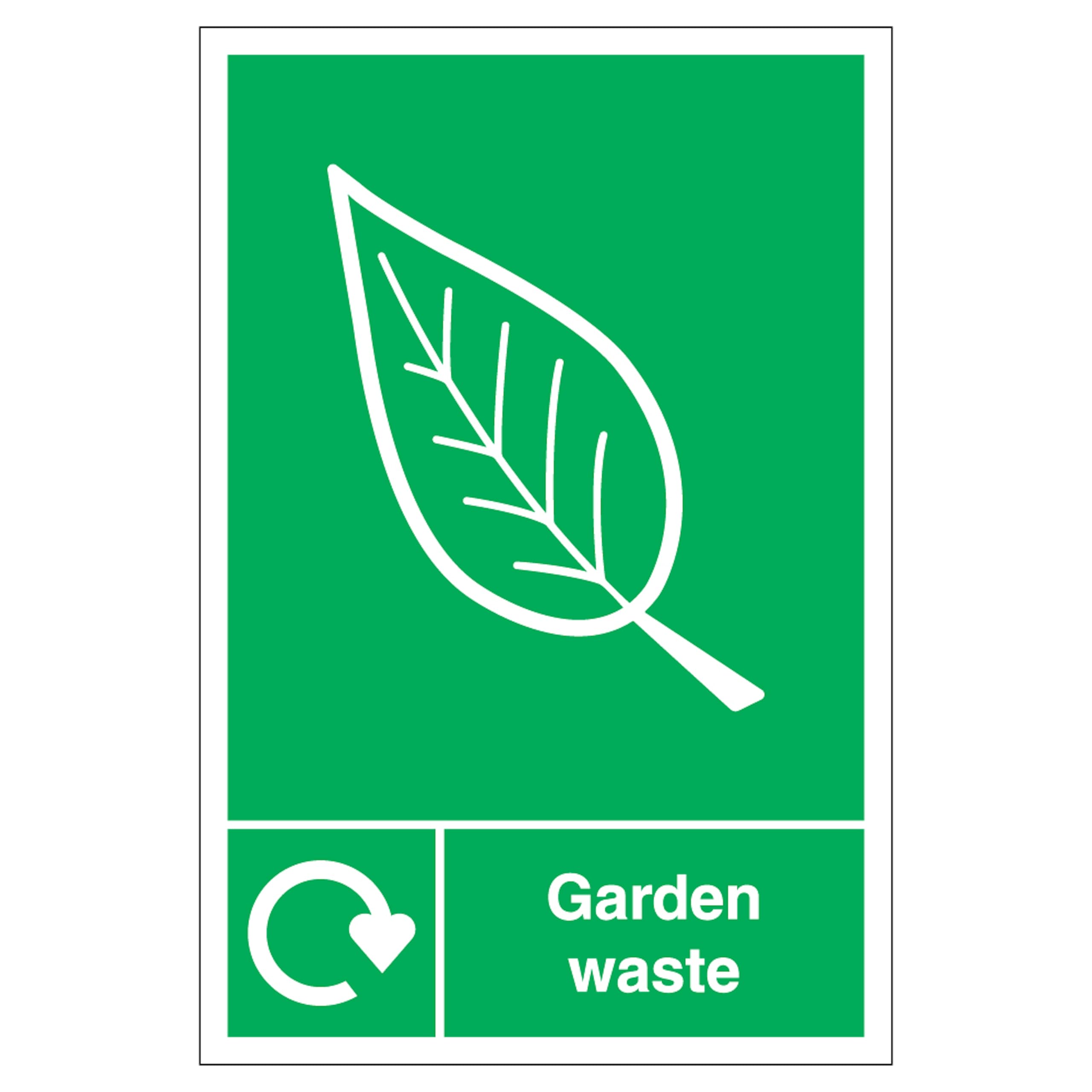 V Safety WRAP - Garden Waste Recycling 300 x 400mm - 1mm Rigid Plastic Safety Sign