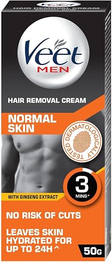 Veet Hair Removal Cream for Men, Normal Skin - 50g | No Risk of Cuts | Dermatologically Tested | Leaves Skin Hydrated For ...