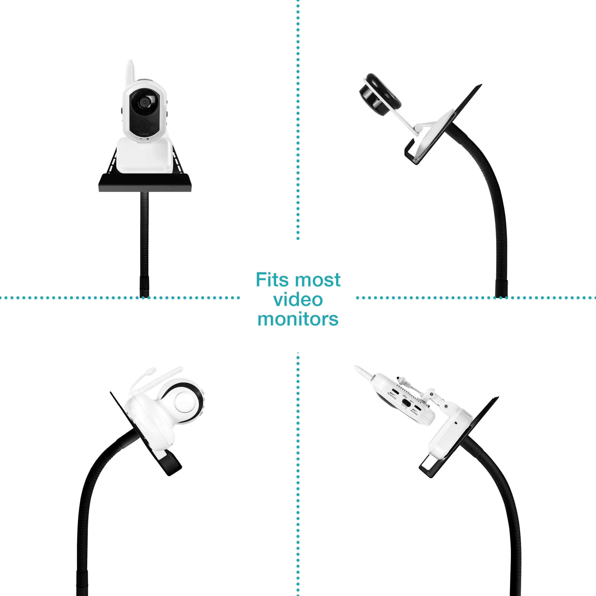 Flexi Loop Babyfoon Houder Flexibele Camerastandaard voor Motorola BT Arlo Hello Baby Angelcare Tommee Tippee met Schroefdraad Met Baby Aan Boord Auto Teken (Wit & Baby Aan Boord