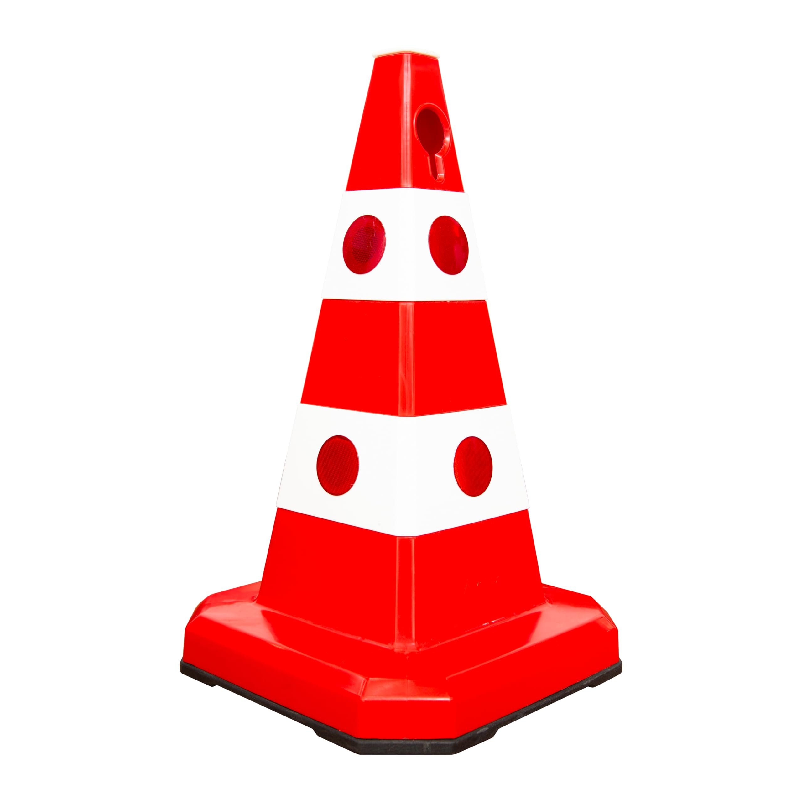 62CM Traffic Cone | Reflective Safety Cone with Cat-Eye Lenses | Weighted Cone with Rubber Base, Chain & Sign Socket | High Visibility Parking Cone - Red โ image 1
