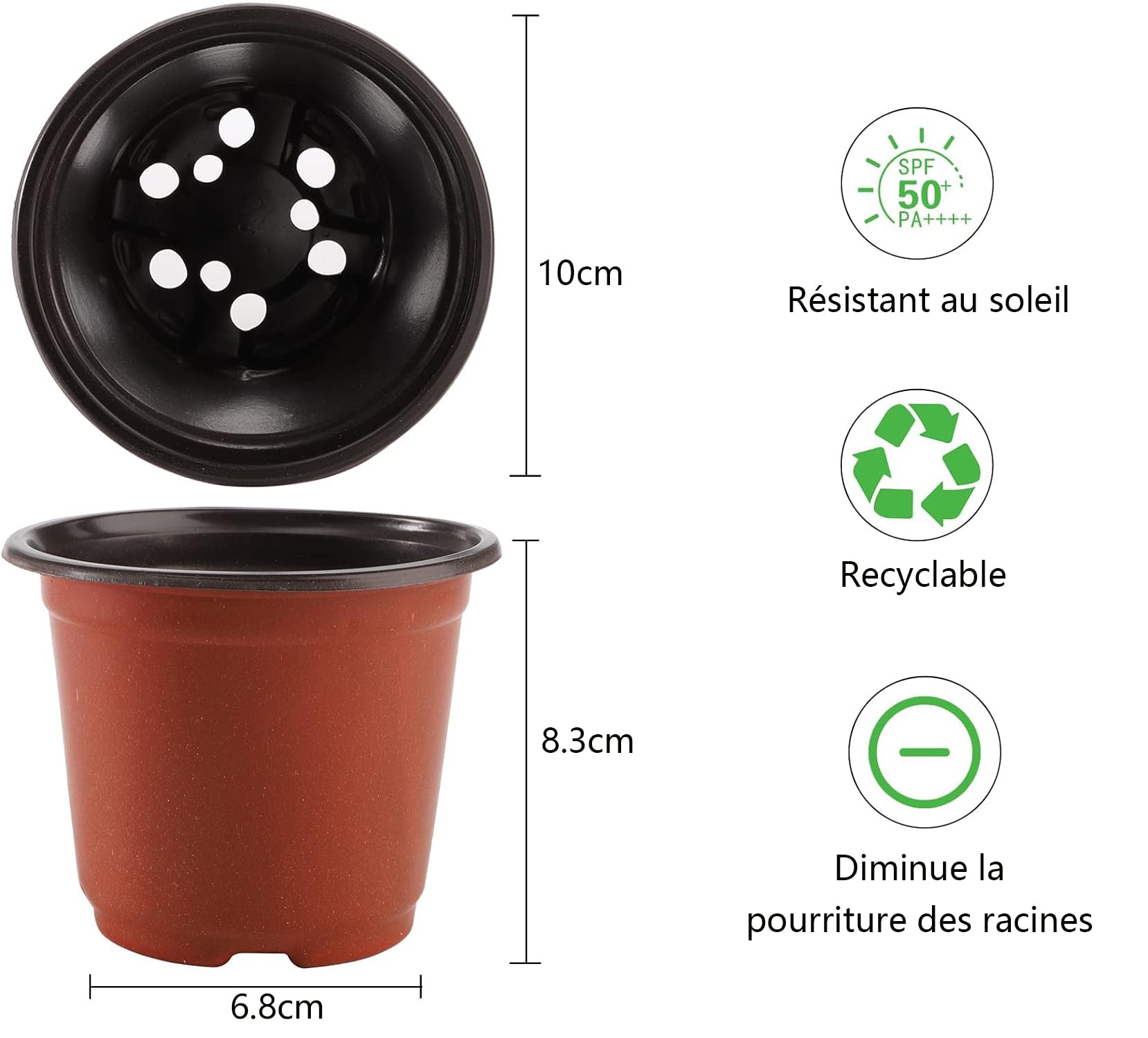 LATRAT 100pcs 10cm Plant Pots Reusable Plant Pot Sowing Pot Plant Pot Plastic Suitable for Sowing Flowers Succulents - Image 2