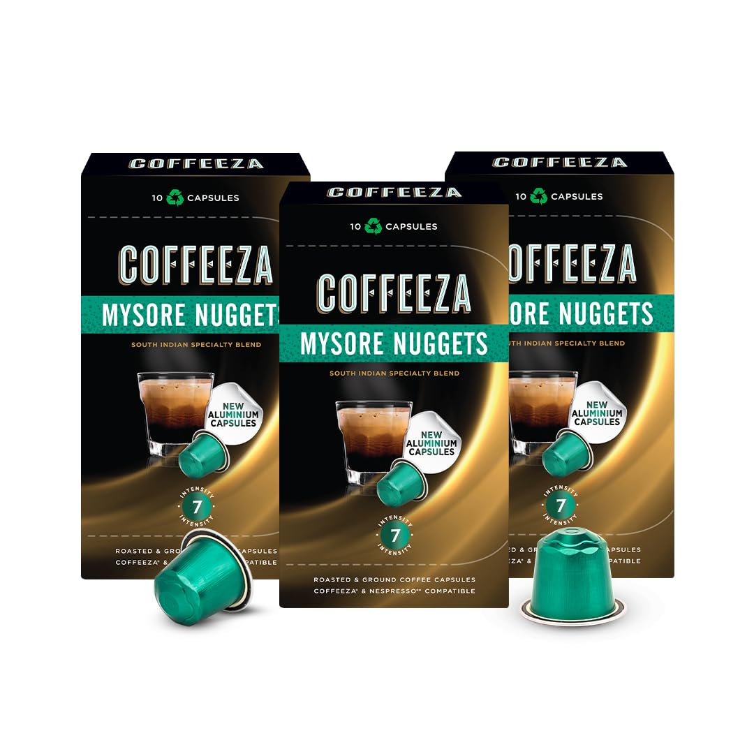 Coffeeza (AAA Arabica Grade) Mysore Nuggets Aluminium Coffee Capsules (Specialty Coffee) | Intensity – 7/10 - (Box of 30) (B0BJZMN6TY) Amazon Price History, Amazon Price Tracker