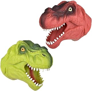 Set of 2 Stretchy Dinosaur Hand Puppets – Forest & Twelfth 6” Interactive Hand Puppets for Kids, Dinosaur Head Funny Hand Puppets for Imaginative Play, Perfect for Bath, Pool, and Ocean Play, Ages 3+