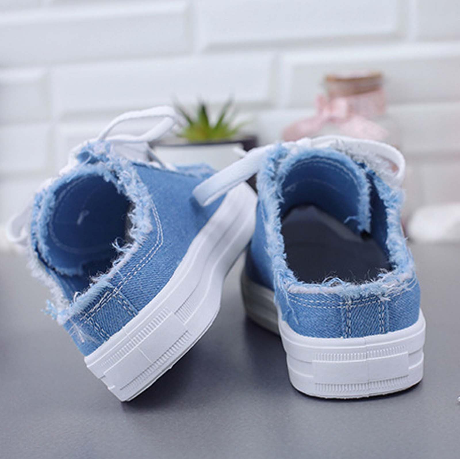 Mules et Sabots Femme Toile Dos Nu Baskets et Chaussures de Sport Mode Sabot Femme Confortable Ete Pantoufles Orthopedique Antidérapant Chaussures Confort Chic Chaussons Plates Chaussure Orthopédique