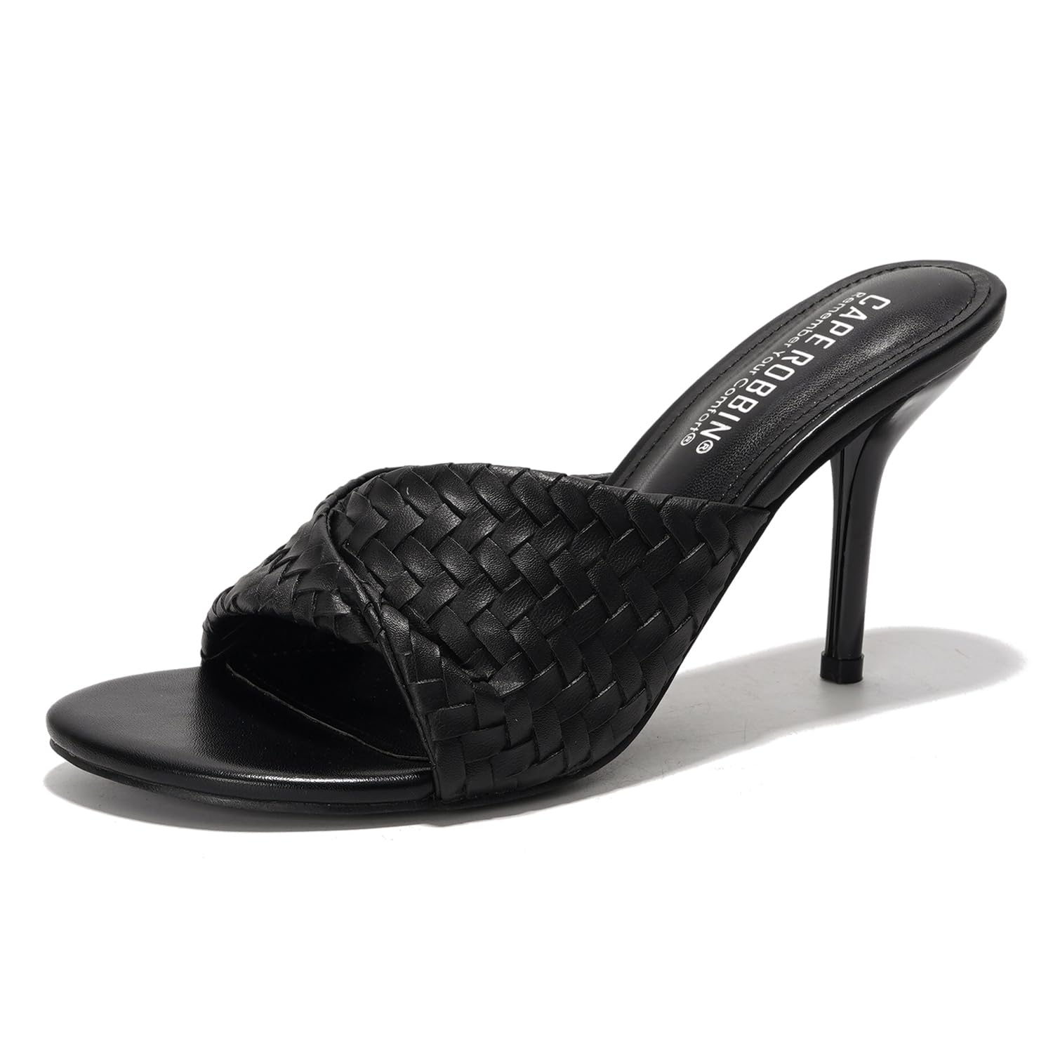 Cape Robbin Women's Braided Strap Heeled Sandals - Dressy Slip On Mules with Stiletto Heel, Comfortable Summer Dress Shoes 2025 (Cristin)
